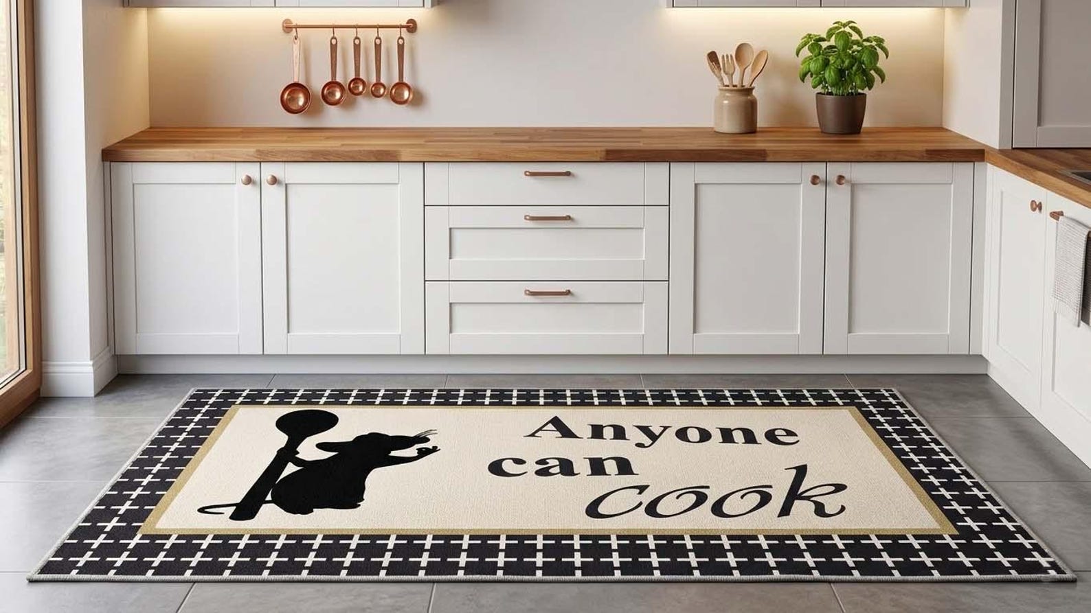Rat Shaped Rug Funny Kitchen Rug, Personalized Kitchen Carpet, Washable Chef Rat Floor ...