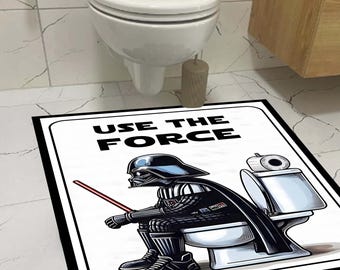 Funny Star Wars Bathroom Rug, Use The Force Bath Mat, Darth Vader Toilet Decor, Pop Culture Nonslip Area Rug, Geeky Housewarming Gift