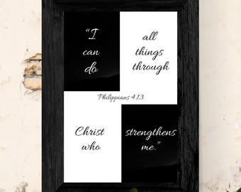Minimalistische bijbelversprint, christelijke schriftkunst aan de muur (digitale download)