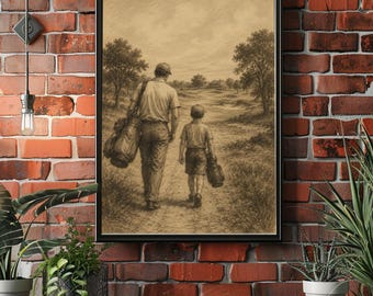 Father Son Golf Poster, Vintage Golf Wall Art, Golf Family Decor, Emotional Golf Print, Country Club Style Artwork