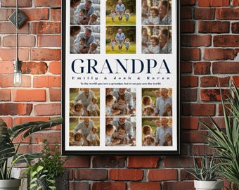 Personalized Grandpa Photo Collage Poster, Custom Family Wall Art, Grandfather Gift, Grandpa Memory Print, Family Keepsake Decor