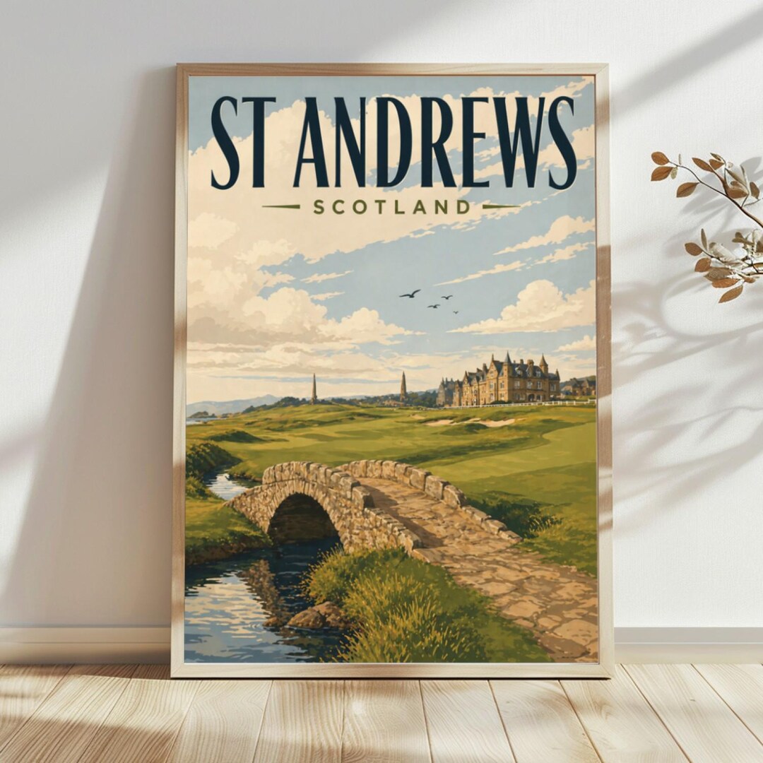 St Andrews Scotland Golf Poster, Vintage Golf Course Wall Art, Old ...