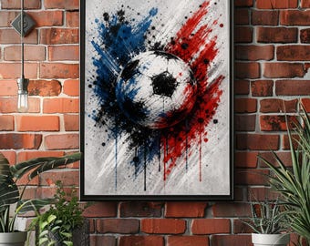 Abstract Soccer Ball Poster, Modern Football Wall Art, Grunge Sports Print, Soccer Fan Decor, Stadium Inspired Artwork