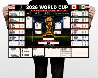 2026 Soccer Tournament Bracket Poster, Match Tracker Wall Art