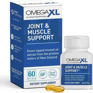Suplemento OmegaXL para Articulações, para Alívio da Dor - Suporte Muscular Natural, Óleo de Mexilhão Verde, Cápsulas de Gel, Sem Medicamentos, 60 Unidades