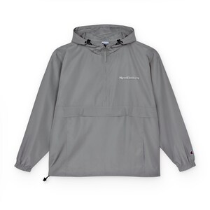 NyroClothing Small Logo Anorak Jacket | Packable Windbreaker, Black Grey Navy