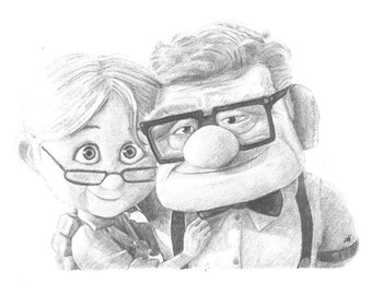 UP - ELLIE & CARL pencil drawing