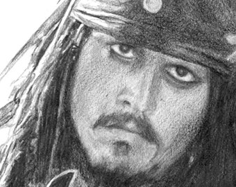 ORIGINAL Pirates of the Caribbean JACK SPARROW pencil drawing