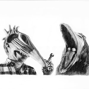 BEETLEJUICE SCARY FACES pencil drawing