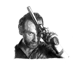 WALKING DEAD Rick Grimes pencil drawing