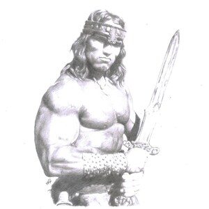 CONAN Bleistiftzeichnung Arnold Schwarzenegger