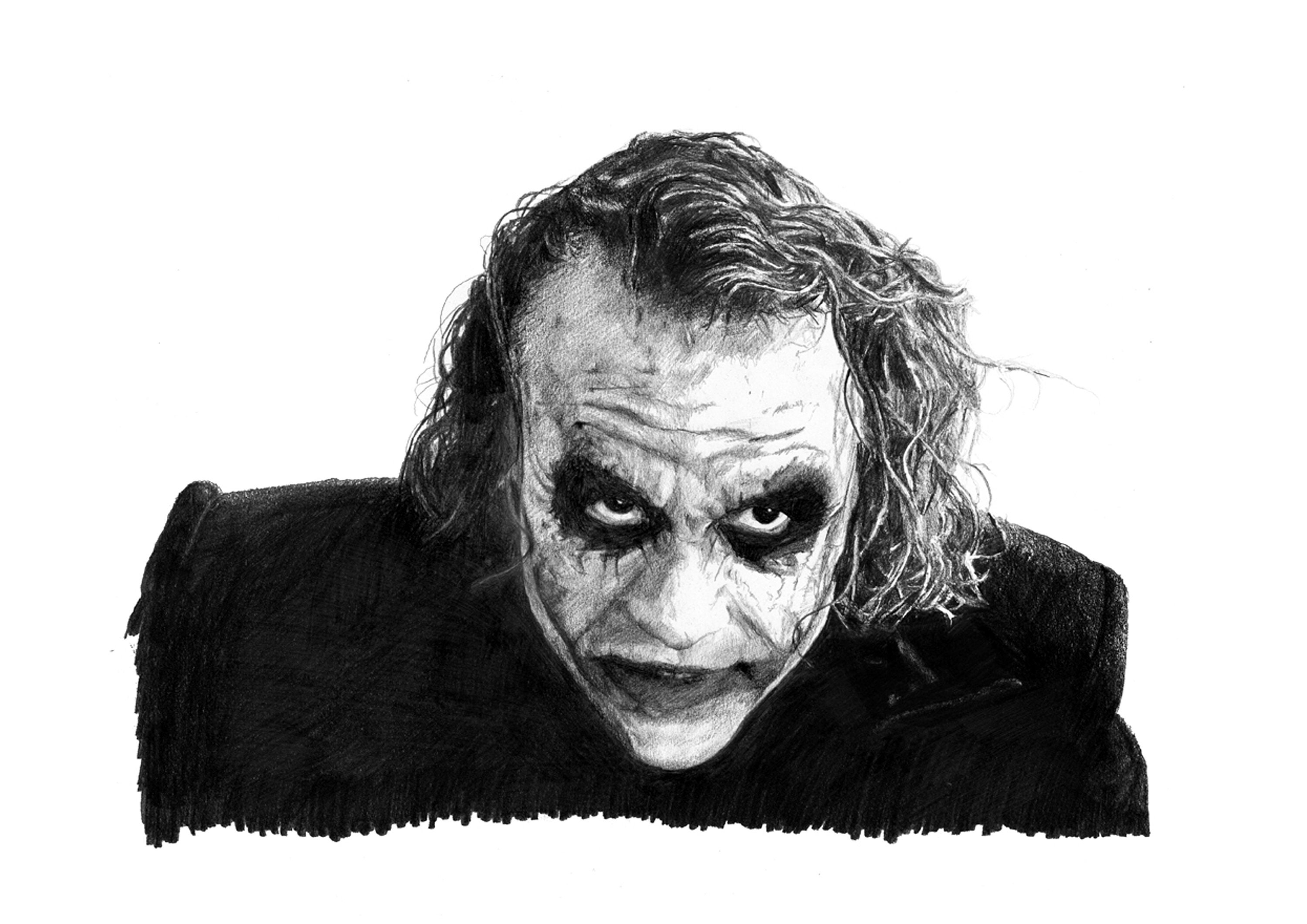 Joker Pencil Drawing Heath Ledger Poster Etsy Norway