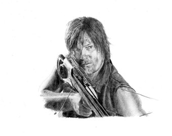 WALKING DEAD Daryl Dixon pencil drawing