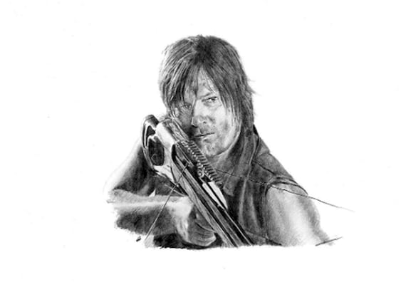 WALKING DEAD Daryl Dixon Pencil Drawing - Etsy WALKING DEAD Daryl Dixon Pencil Drawing - Etsy