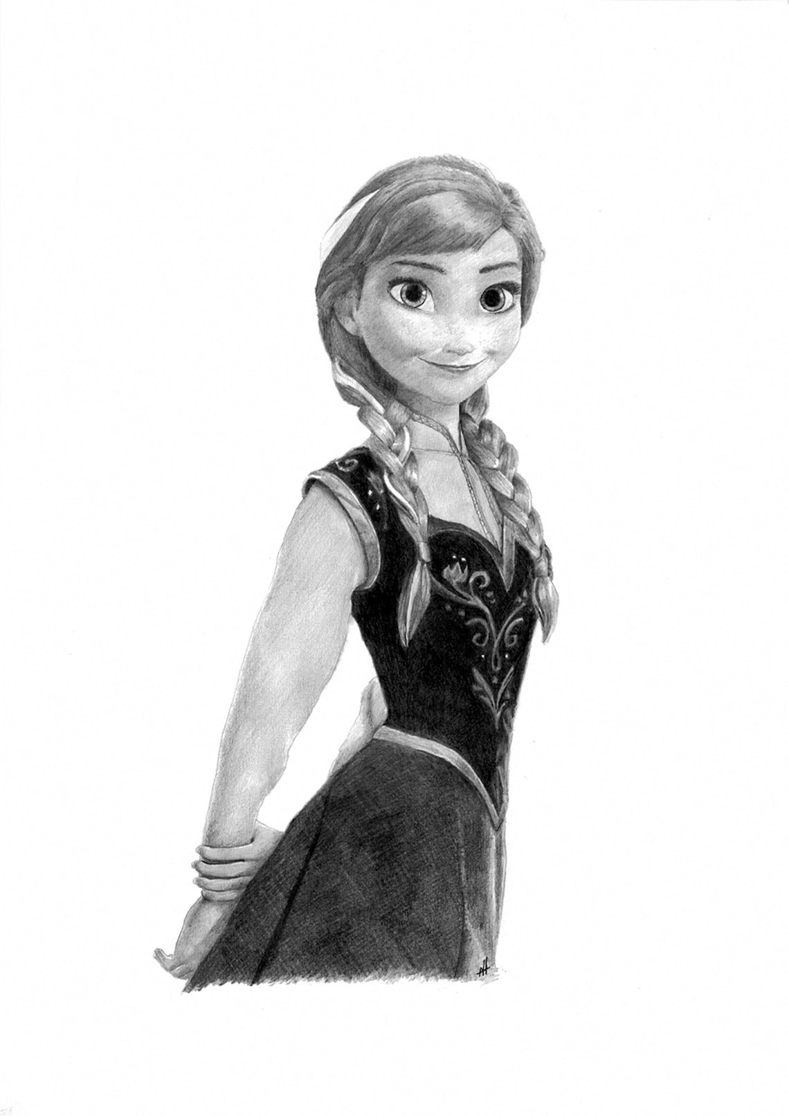 FROZEN ANNA Pencil Drawing Etsy