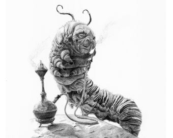 Alice in Wonderland CATERPILLAR pencil drawing