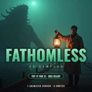 Amostra grátis do Fathomless | Tela inicial animada + 3 emotes | Degustação da sobreposição para transmissão na Twitch no OBS