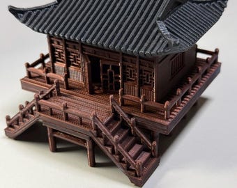 Casa de templo japonesa para terrário | Pagode em miniatura | Decoração de jardim zen | Estatueta de biótopo | Ecossistema em vidro