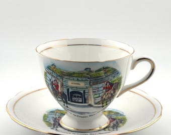 Gladstone Citadel Hill Halifax Teacup and Saucer Bone China England Vintage Souvenir Tea Set