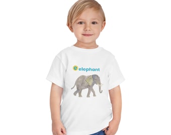 E is for Elephant Watercolor Toddler Tee | Alphabet 'e' Illustration