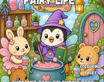 Libro para colorear de hadas acogedoras, páginas para colorear de animales lindos, bosque encantado, páginas para colorear de bosque mágico imprimibles, páginas para colorear relajantes para adultos.