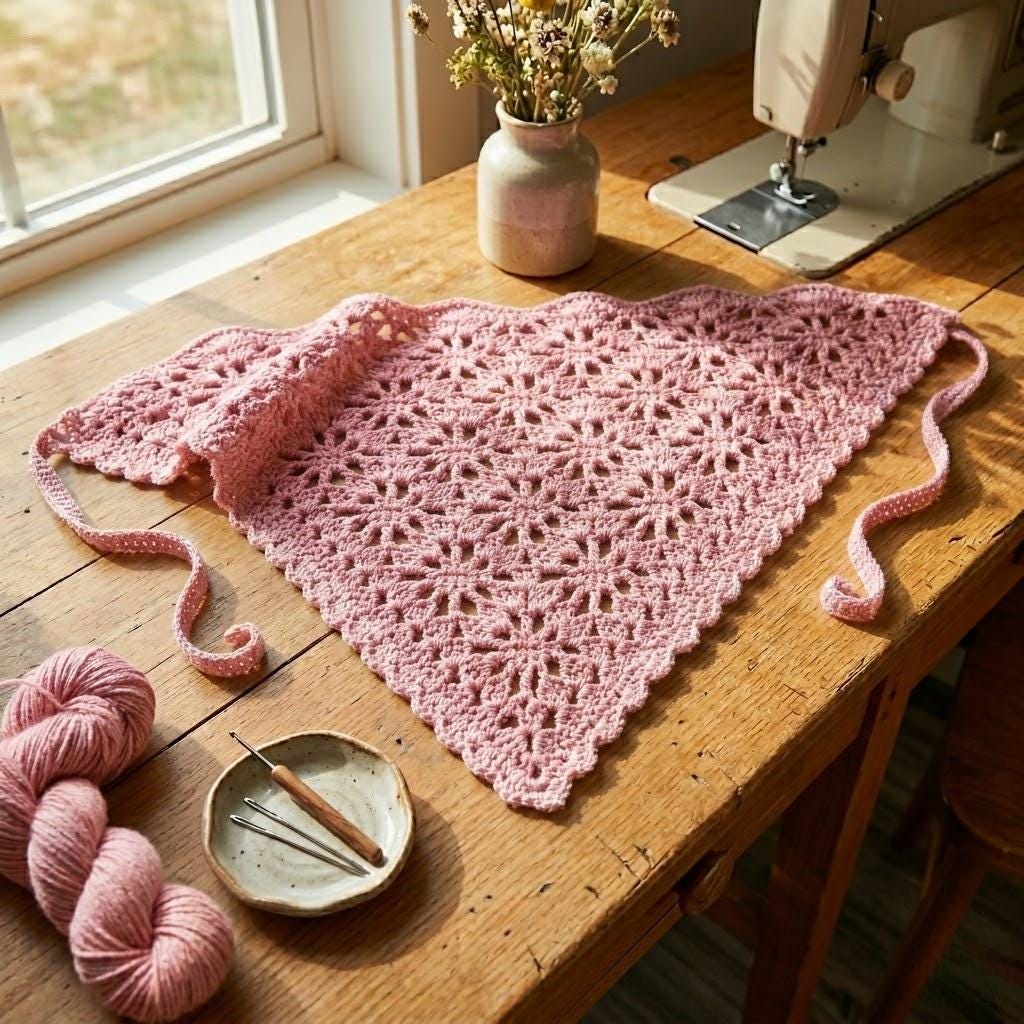 30 Head Scarf Crochet Patterns for Bandanas, Kerchiefs, and Stylish Wraps 23 Ruffle Edge Crochet Bandana Pattern PDF