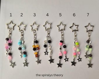 Y2K Star Beaded Keychain, Handmade Glass Beaded Charm Keychains, Phone and Bag Accessory