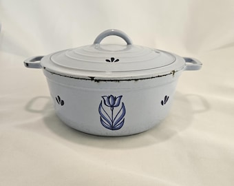 ヴィンテージ オランダ製 エナメル ダッチオーブン チューリップデザイン