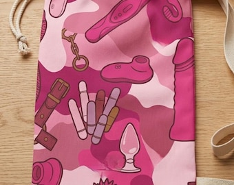 Sex toy storage bag , kinky pink camo , huge storage bag for designed for the funnest of partys