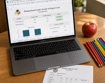 Homeschool Grade Tracker Spreadsheet with Report Card Generator and GPA Calculator for Multiple Kids