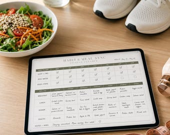 Habit and Meal Sync Fitness Planner | Macro Tracker + Weekly Habit Log | 12-Week Progress Planner
