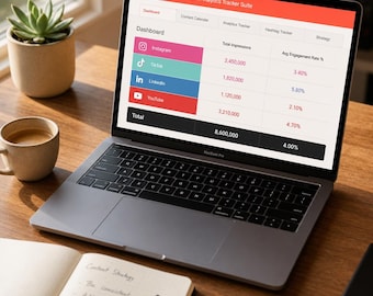 Content Calendar and Analytics Tracker Suite Spreadsheet for Social Media Managers Instagram TikTok LinkedIn
