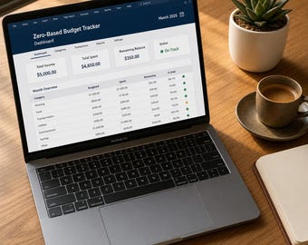 Zero Based Budget Tracker Spreadsheet Excel Monthly Budget Planner and Annual Overview Finance Template