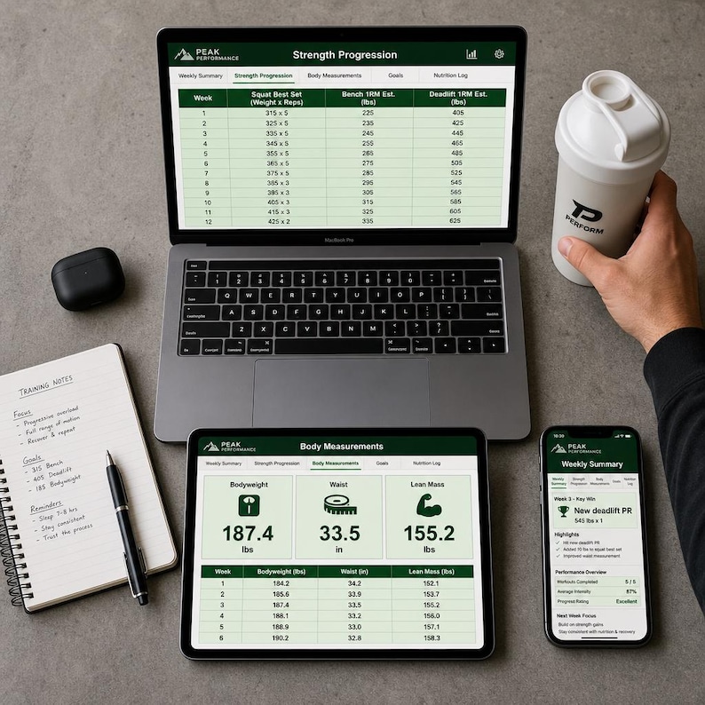 Workout Program Progress Tracker Spreadsheet | Strength Training Log for StrongLifts PPL Wendler | Lifting Planner image 3