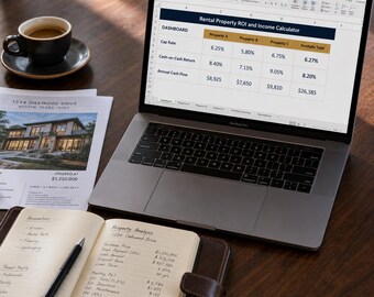 Rental Property ROI Calculator Spreadsheet | Cash Flow and Cap Rate Analyzer for Real Estate Investors