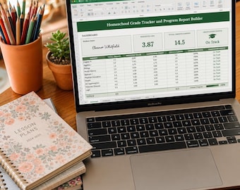 Homeschool Grade Tracker and Progress Report Builder Spreadsheet with Weighted GPA Calculator and Transcript