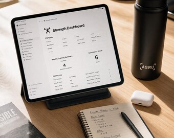 Gym Progress Tracker Notion Template - Workout Log and Nutrition Planner for Strength Training