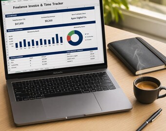 Freelance Invoice and Time Tracker Spreadsheet - Client Profitability Dashboard and Payment Tracker for Freelancers