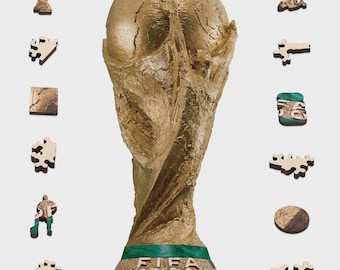 FIFA Wereldbeker 2026-editie trofeepuzzel voor volwassenen, 200 stukjes officiële merchandise houten puzzels, unieke voetbalverzamelaarscadeaus voor fans