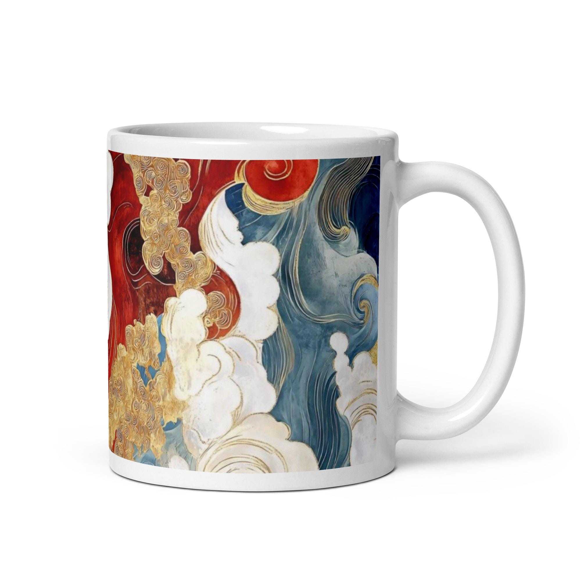 Vintage Wave Pattern Mug “retro Tides” – Classic Colorway Ceramic ...