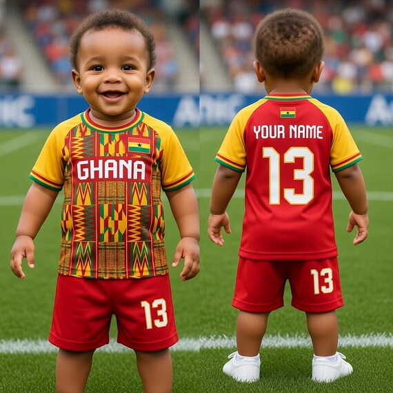 Custom Ghana Soccer Jersey for Kids, Personalized Football Shirt, National Team Kit