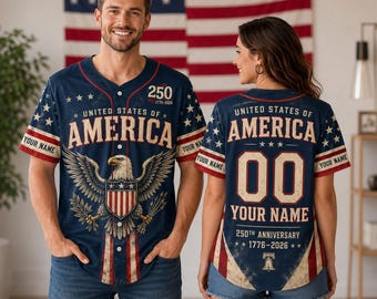 Camiseta de béisbol USA America 250, camiseta patriótica del 250 aniversario con nombre y número personalizados.