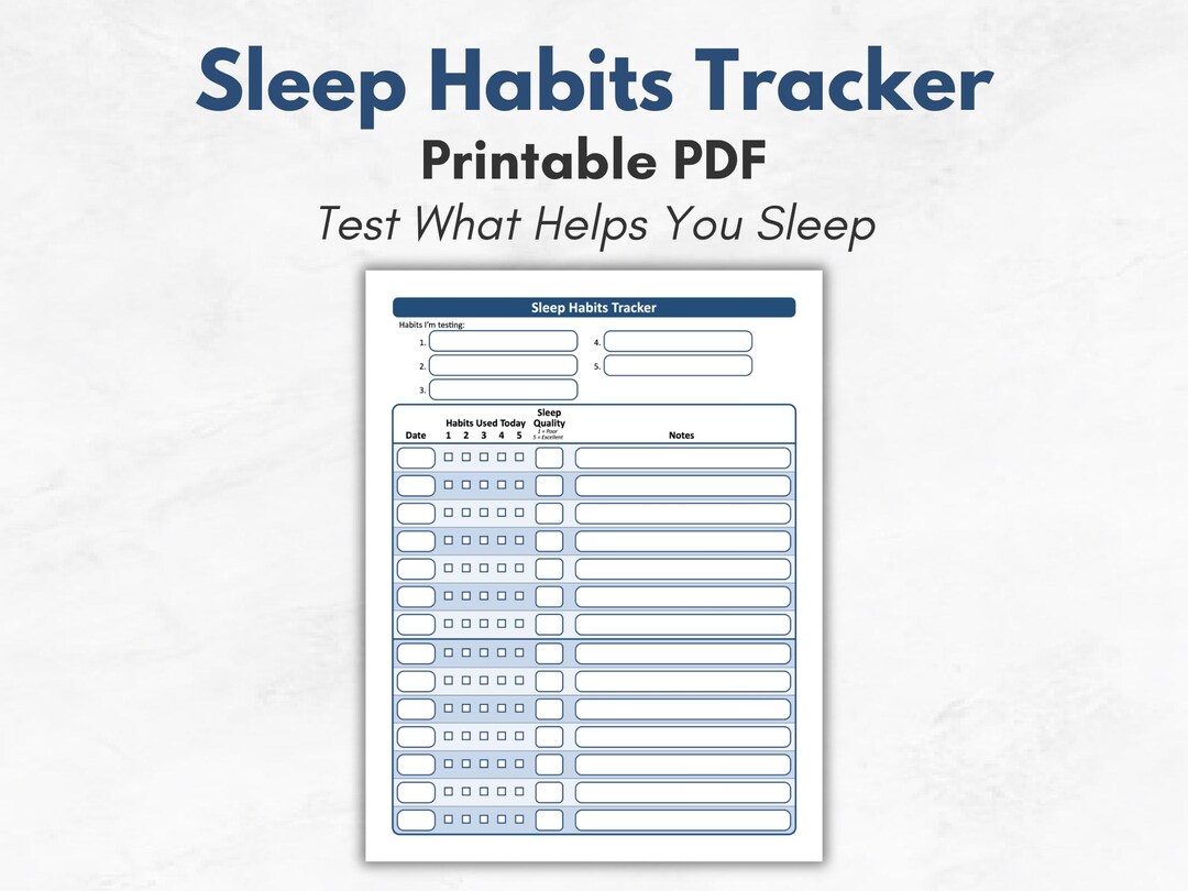Sleep Habits Tracker Printable | Test Sleep Routines (digital Download ...