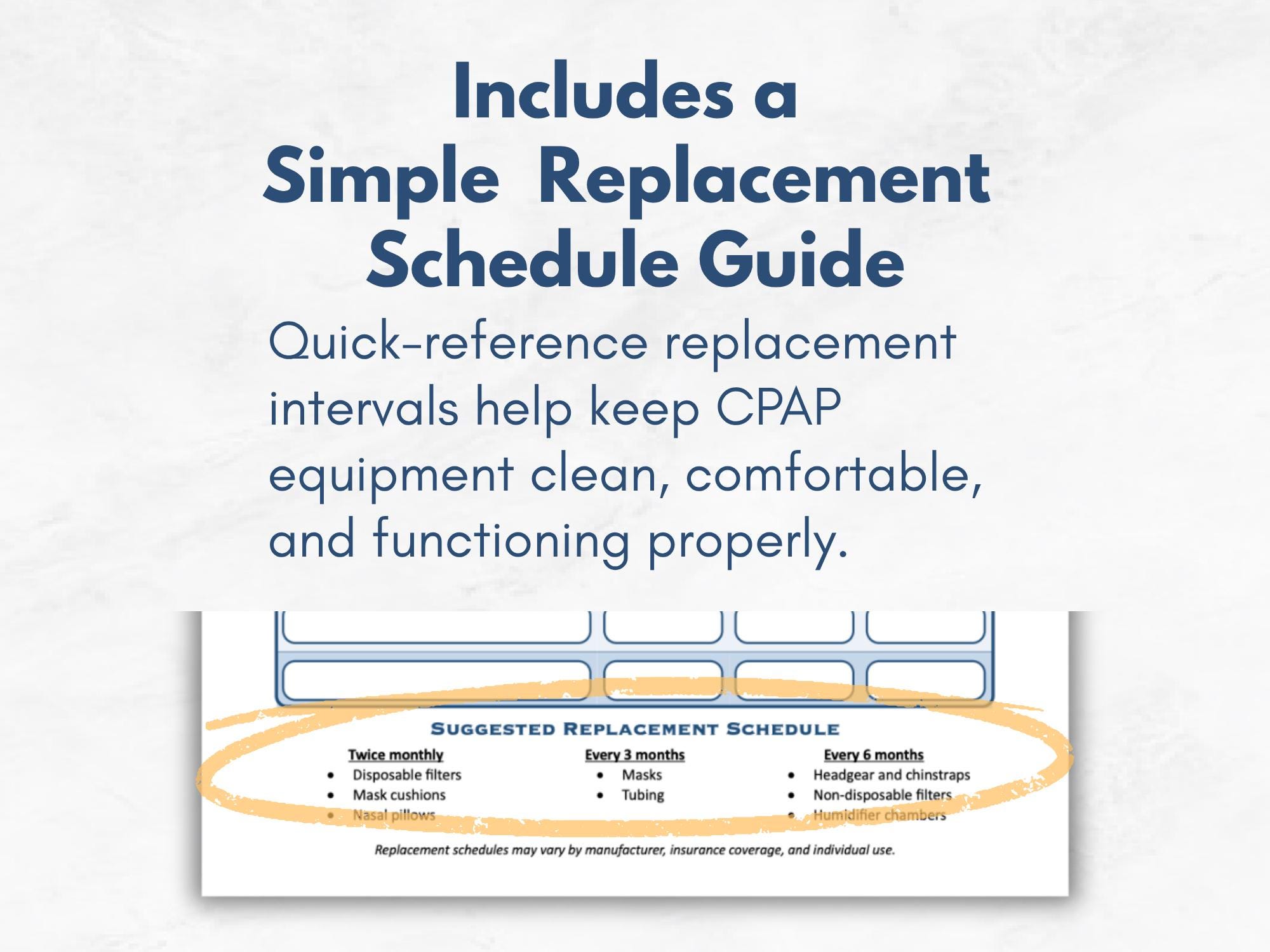 CPAP Equipment Replacement Log Printable | CPAP Supply Tracker PDF ...