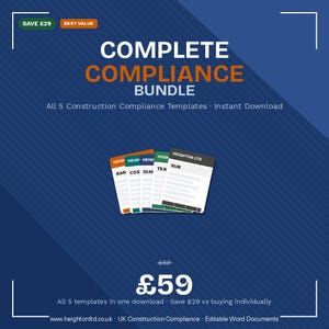 UK Construction Compliance Templates Bundle | RAMS, COSHH, Site Diary (Word Download)
