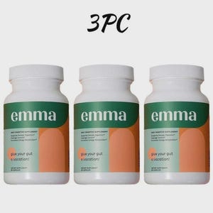 Kit com 3 unidades do suplemento Emma para alívio da saúde intestinal, fórmula recomendada por médicos para mulheres e homens, tratamento para síndrome do intestino permeável, 60 cápsulas.