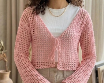 Cropped Mesh Crochet Cardigan Pattern | Beginner Friendly PDF | Lightweight Summer Shrug | Instant Download
