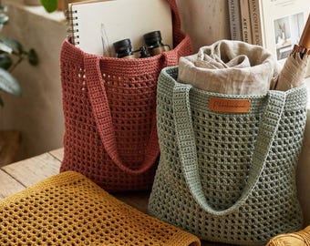 Beginner Crochet Tote Bag  Pattern | Easy Shopper PDF | Reusable Market Bag | Instant Download