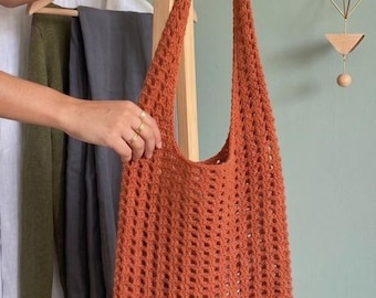 Mesh Hobo Bag Crochet Pattern | Easy Shopper PDF | Reusable Market Bag | Instant Download