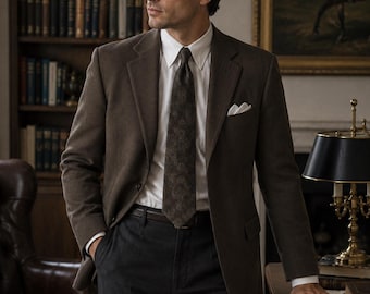 Blazer vintage G.H.Q. in 100% lana a coste – Marrone, Made in USA, giacca sportiva stile old money